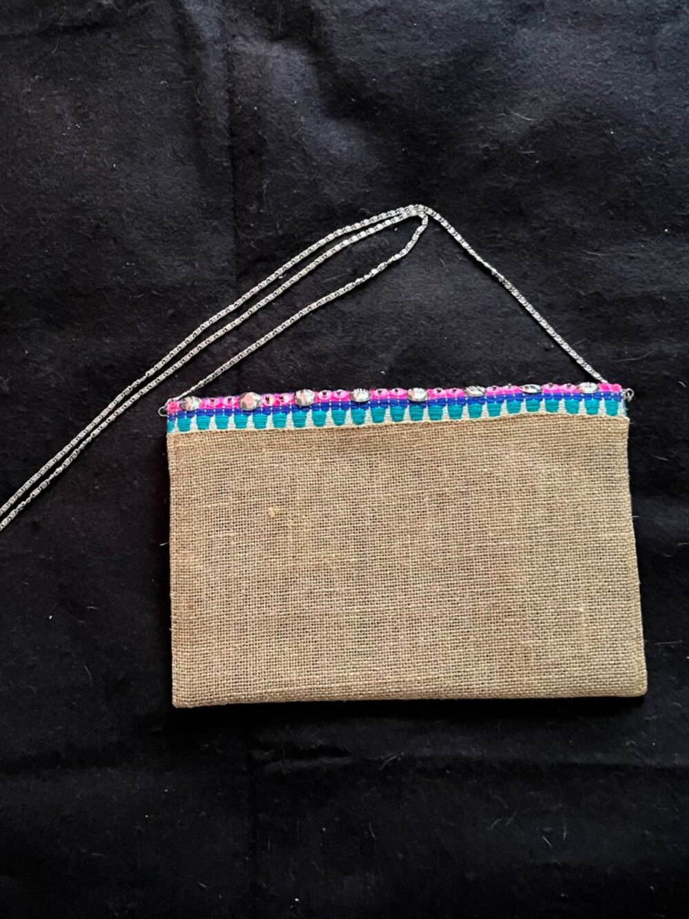 Sparkly Straw Aztec Inspired Crossbody Envelope Purse *Free Handmade Necklace* - Picture 3 of 7